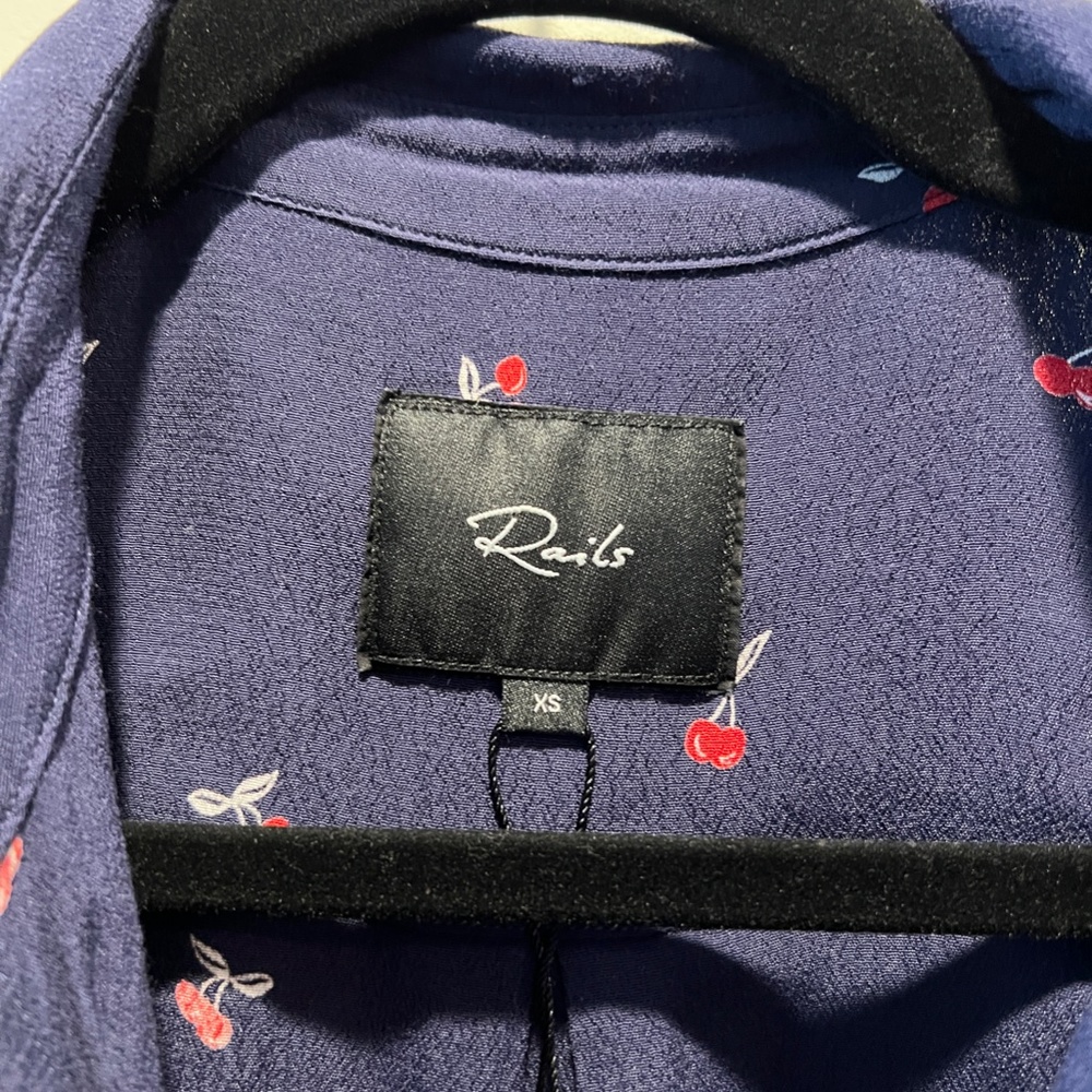 Rails Kate Cherry Print Button Down Shirt Xs - image 2